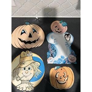 Vintage Halloween Die Cuts - ￼Beistle 1979, fun world, pumpkin - Wall Decor